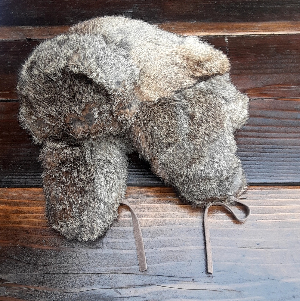 Rabbit fur trapper hat